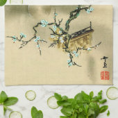 Volledige maan over Blossoming Branch 1895 Theedoek (Gevouwen)