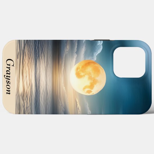 Volledige maan over de oceaan Case-Mate iPhone case (Achterkant (horizontaal))