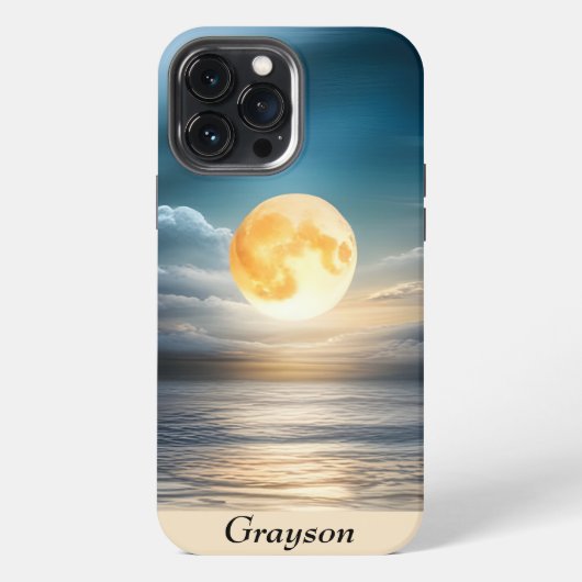 Volledige maan over de oceaan iPhone hoesje (Achterkant)