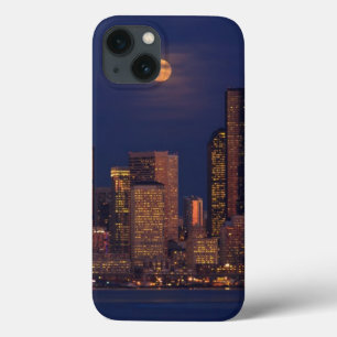 Volledige maan over de skyline van Seattle Case-Mate iPhone Case