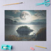 Volledige maan over een meer-ontwenningspagina tissuepapier (Craft)