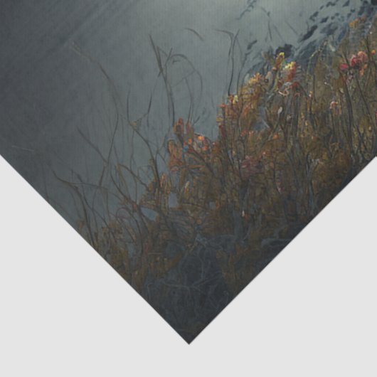 Volledige maan over een meer-ontwenningspagina tissuepapier (Detail)