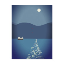 Volledige maan over het Briefkaart van het landsch