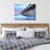 Volledige maan over pier, Californië Canvas Afdruk (Insitu (Slaapkamer))