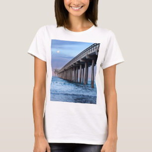 Volledige maan over pier, Californië T-shirt