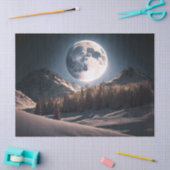 Volledige maan over sneeuwberg, ontkoppeling van b tissuepapier (Craft)