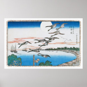 Volledige maan over Takanawa, door Utagawa Hiroshi Poster