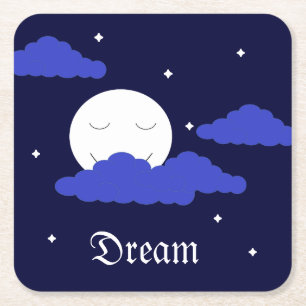 Volledige maan 's middernacht en sterren kartonnen onderzetters