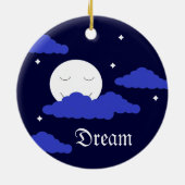 Volledige maan 's middernacht en sterren keramisch ornament (Achterkant)