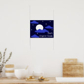 Volledige maan 's middernacht en sterren poster (Keuken)