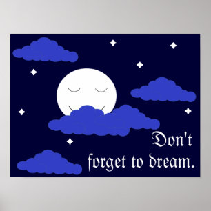 Volledige maan 's middernacht en sterren poster