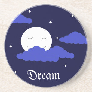 Volledige maan 's middernacht en sterren zandsteen onderzetter