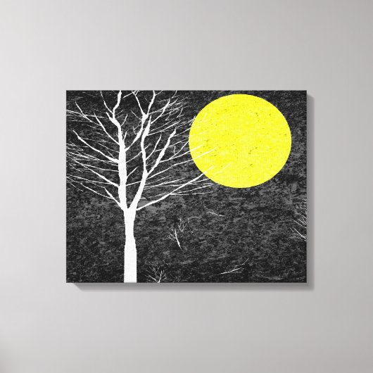 Volledige maan 's nachts | Abstract schilderen Canvas Afdruk (Voorkant)