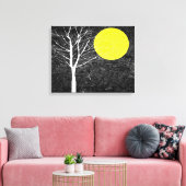 Volledige maan 's nachts | Abstract schilderen Canvas Afdruk (Insitu (Woonkamer))
