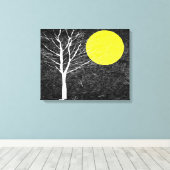 Volledige maan 's nachts | Abstract schilderen Canvas Afdruk (Insitu (Houten vloer))