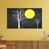 Volledige maan 's nachts | Abstract schilderen Canvas Afdruk (Insitu (Woonkamer))