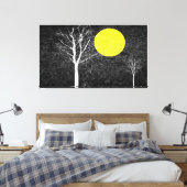 Volledige maan 's nachts | Abstract schilderen Canvas Afdruk (Insitu (Slaapkamer))