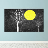 Volledige maan 's nachts | Abstract schilderen Canvas Afdruk (Insitu (Houten vloer))