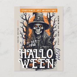 Volledige maan schedel whitch Halloween Party uitn Briefkaart