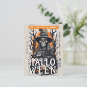 Volledige maan schedel whitch Halloween Party uitn Briefkaart (Staand voorkant)