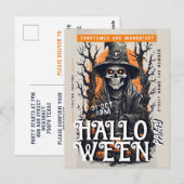Volledige maan schedel whitch Halloween Party uitn Briefkaart (Voorkant / Achterkant)