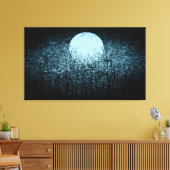 Volledige maan tijdens winternacht | Zwart-wit art Canvas Afdruk (Insitu (Woonkamer))
