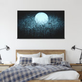 Volledige maan tijdens winternacht | Zwart-wit art Canvas Afdruk (Insitu (Slaapkamer))