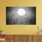 Volledige maan tijdens winternacht | Zwart-wit art Canvas Afdruk (Insitu (Woonkamer))