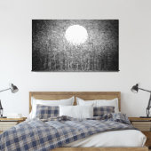 Volledige maan tijdens winternacht | Zwart-wit art Canvas Afdruk (Insitu (Slaapkamer))