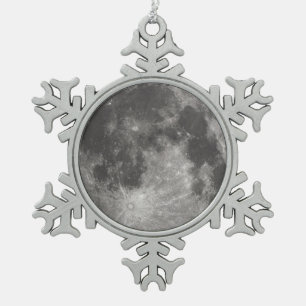 Volledige maan tin sneeuwvlok ornament