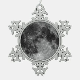Volledige maan tin sneeuwvlok ornament