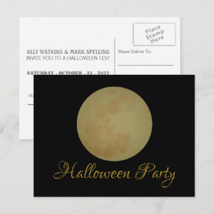 Volledige maan, uitnodiging van Halloween-partij Briefkaart