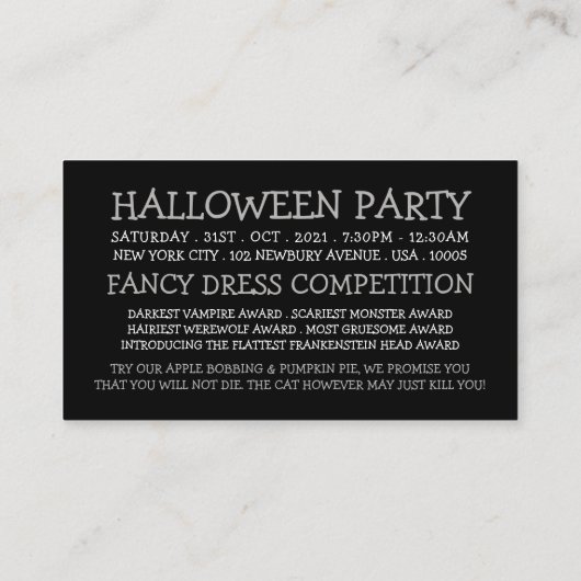 Volledige maan, uitnodiging voor Ticket van de Par Informatiekaartje (Achterkant)