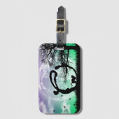 Volledige monogram maan en Cat O Initiaal Bagagela Bagagelabel (Voorkant (verticaal))