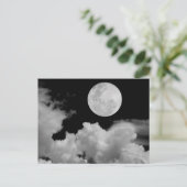 VOLLEDIGE MOON CLOUDS BLACK EN WHITE BRIEFKAART (Staand voorkant)