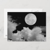 VOLLEDIGE MOON CLOUDS BLACK EN WHITE BRIEFKAART (Voorkant / Achterkant)