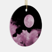 VOLLEDIGE MOON & CLOUDS BLACK & PINK KERAMISCH ORNAMENT (Rechts)