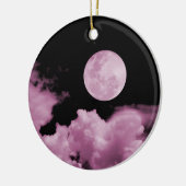 VOLLEDIGE MOON & CLOUDS BLACK & PINK KERAMISCH ORNAMENT (Links)