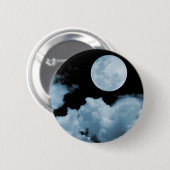 VOLLEDIGE MOON CLOUDS BLAUW RONDE BUTTON 5,7 CM (Voorkant /achterkant)