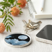 VOLLEDIGE MOON CLOUDS BLAUW SLEUTELHANGER (Zijkant)