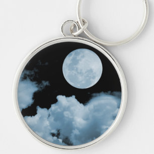 VOLLEDIGE MOON CLOUDS BLAUW SLEUTELHANGER