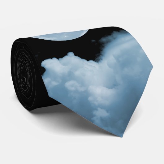 VOLLEDIGE MOON CLOUDS BLAUW STROPDAS (Opgerold)