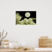 VOLLEDIGE MOON CLOUDS GEEL POSTER (Keuken)