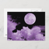 VOLLEDIGE MOON CLOUDS PAARS BRIEFKAART (Voorkant / Achterkant)