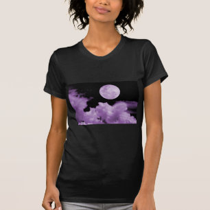 VOLLEDIGE MOON CLOUDS PAARS T-SHIRT
