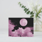 VOLLEDIGE MOON CLOUDS PINK BRIEFKAART (Staand voorkant)