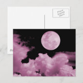 VOLLEDIGE MOON CLOUDS PINK BRIEFKAART (Voorkant / Achterkant)