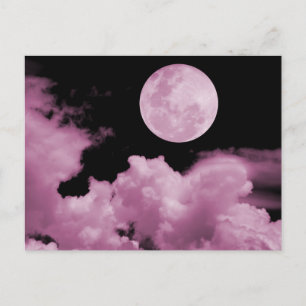 VOLLEDIGE MOON CLOUDS PINK BRIEFKAART