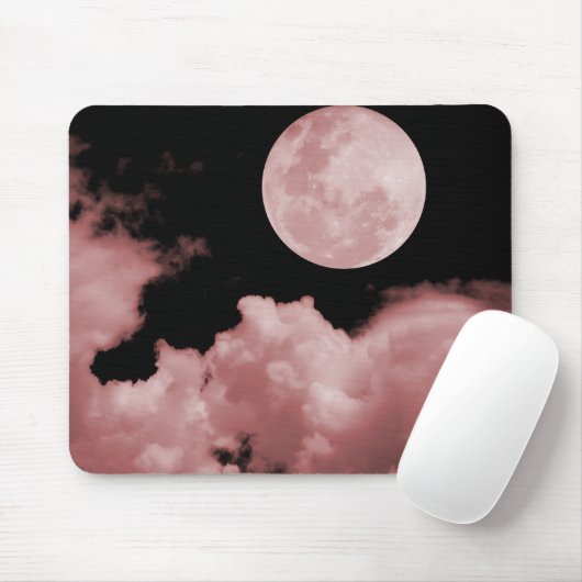 VOLLEDIGE MOON CLOUDS RED MUISMAT (Met muis)