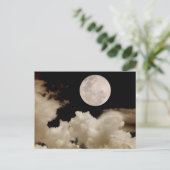 VOLLEDIGE MOON CLOUDS SEPIA BRIEFKAART (Staand voorkant)